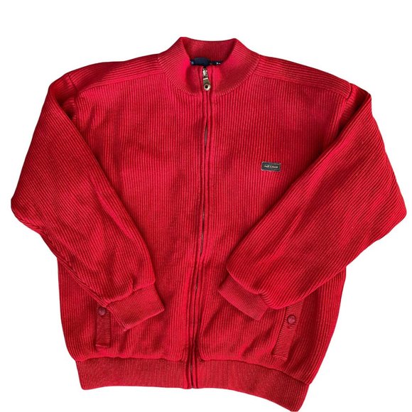 PAUL & SHARK Knit Jacket Mens XL Lined Coat Wool Heavyweight Red *snag - Picture 1 of 9